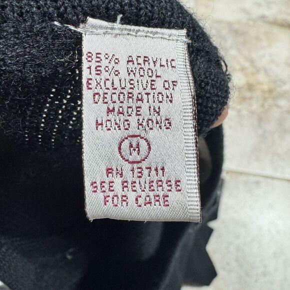 Vintage Karen Scott Evening Beaded Sweater Womens Medium Black Goth Embellished - Picture 8 of 9